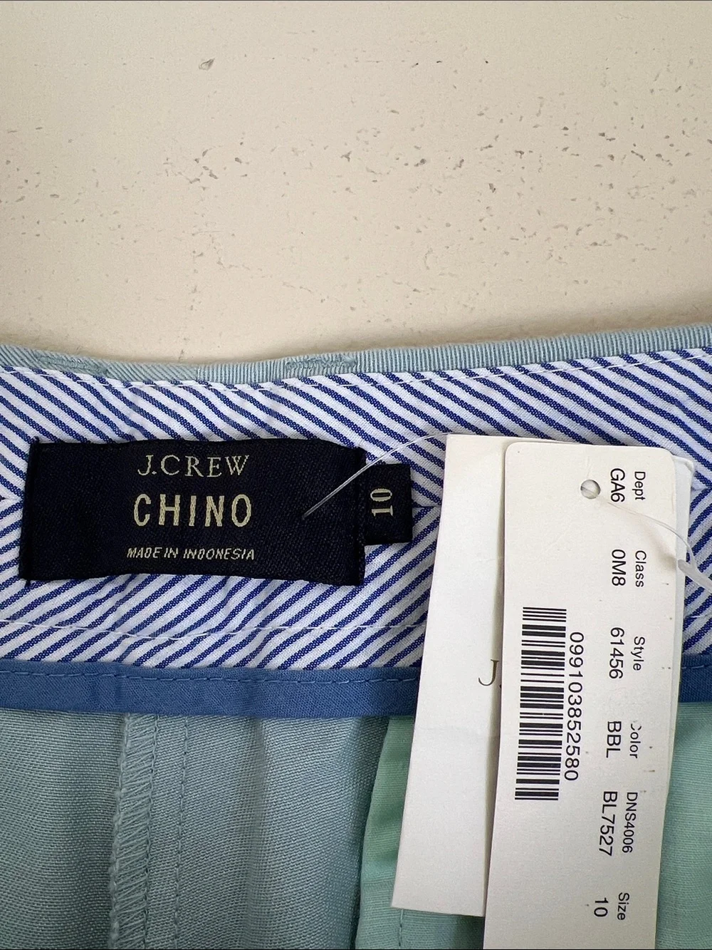 NWT J Crew 100% Cotton Chino Shorts Light Blue Size 10